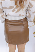 Load image into Gallery viewer, Ruth Leather Slit Mini Skirt- Brown
