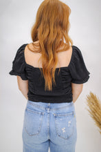 Load image into Gallery viewer, It Girl Ruched Crop Top- Black
