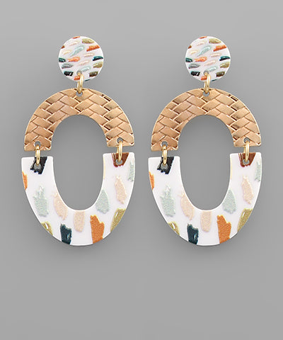 Metal & Acrylic Oval Earrings