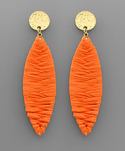 Load image into Gallery viewer, Raffia Wrapped Marquise Earrings
