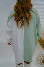 Load image into Gallery viewer, Back To You Colorblock Oversize Button Up- Sage
