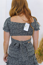 Load image into Gallery viewer, Leni Dotted Ruffle Crop Top- Black
