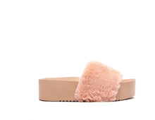 Load image into Gallery viewer, Faux Fur Platform Slippers- Blush
