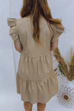 Load image into Gallery viewer, Fall Night Faux Leather Tiered Mini Dress- Taupe
