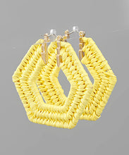 Load image into Gallery viewer, Raffia Wrapped Hexagon Hoops
