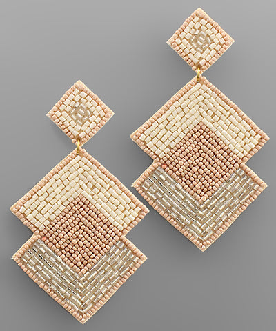 Geometric Square Bead Earrings