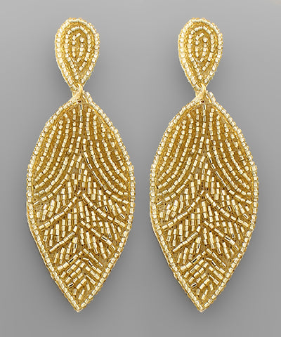 Bead Leaf Earrings