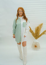 Load image into Gallery viewer, Back To You Colorblock Oversize Button Up- Sage
