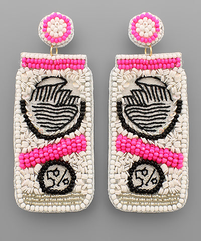 White Claw Beaded Earrings