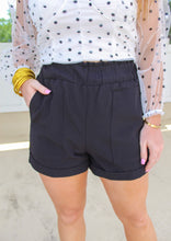 Load image into Gallery viewer, Belle High Waist Paper Bag Shorts- Black
