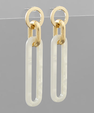 Acrylic Long Oval Dangle Earrings