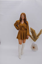 Load image into Gallery viewer, Milly Pleated Ruffle Romper- Camel
