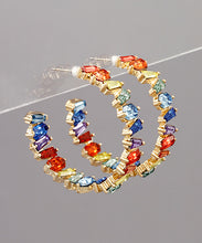 Load image into Gallery viewer, Rectangle Bead Open Hoops
