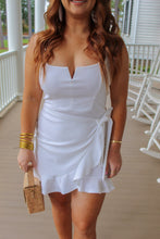 Load image into Gallery viewer, Happily After Ruffle Wrap Dress- White
