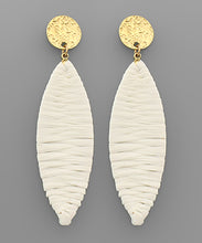 Load image into Gallery viewer, Raffia Wrapped Marquise Earrings
