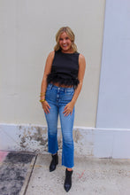 Load image into Gallery viewer, Eyes On You Feathered Crop Top- Black
