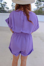 Load image into Gallery viewer, Hallow V Neck Pleated Romper- Lavender
