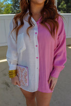 Load image into Gallery viewer, Pink Lady Split Tone Button Up

