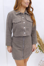 Load image into Gallery viewer, On Time Houndstooth Two Piece Mink Skirt &amp; Jacket Set
