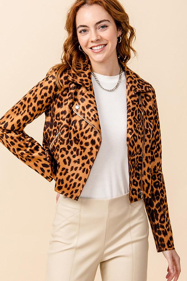 Leah Leopard Moto Jacket