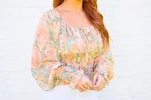 Load image into Gallery viewer, Ansley Floral Smocked Top- Orange/Green
