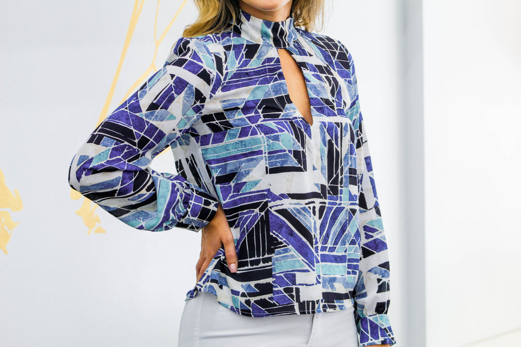 Blue Geometric Top