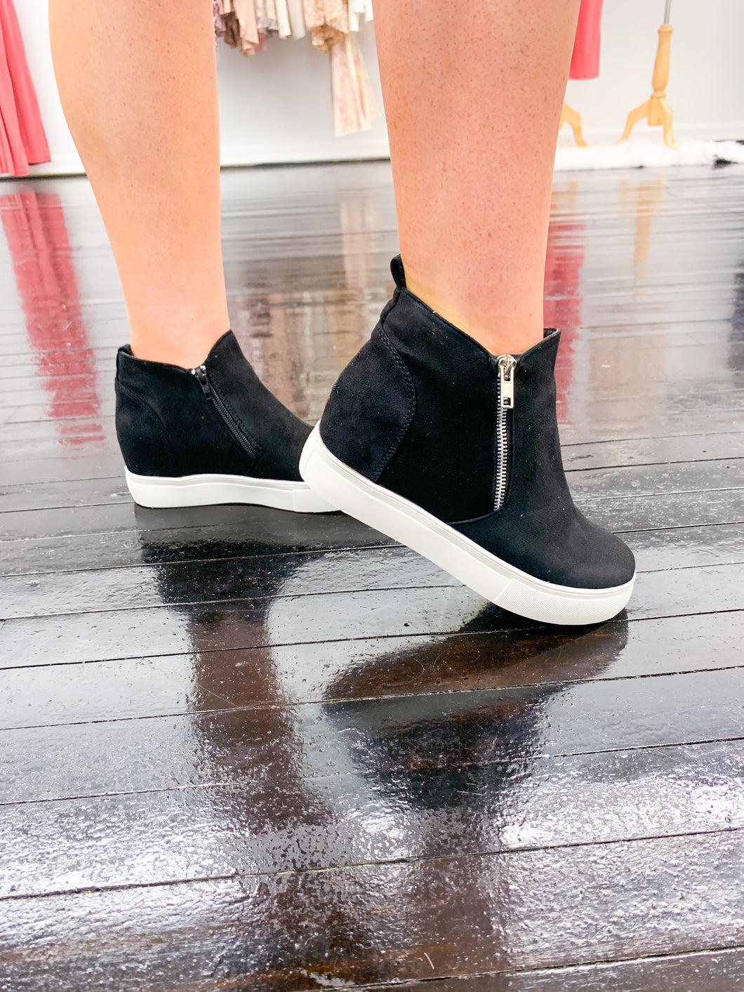 Kasey Black Suede Platform Sneakers