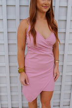 Load image into Gallery viewer, Willa Surplice Assymetrical Dress- Dusty Pink
