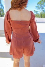 Load image into Gallery viewer, Knox Long Sleeve Satin Romper- Ginger
