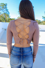 Load image into Gallery viewer, Dylan Square Neck Lace Up Crop- Mocha
