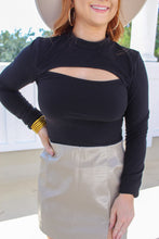 Load image into Gallery viewer, Jules Mock Neck Key Hole Bodysuit- Black
