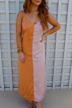 Load image into Gallery viewer, Creamsicle Satin Color Block Mini Dress-Orange/Pink

