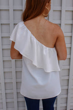 Load image into Gallery viewer, Adeline One Shoulder Ruffle Top- Off White
