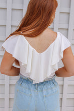 Load image into Gallery viewer, Nikki Ribbed V Neck Ruffle Bodysuit- Ivory
