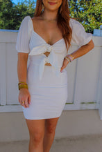 Load image into Gallery viewer, Evans Front Tie Detail Dress- White
