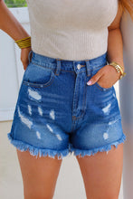 Load image into Gallery viewer, Rowen Distressed High Waisted Shorts- Denim
