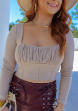 Load image into Gallery viewer, Janee Corset Style Ribbed Crop- Taupe
