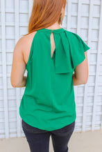 Load image into Gallery viewer, Regan Ruffled Mock Neck Top-Kelly Green
