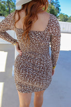 Load image into Gallery viewer, Vessa Floral Printed Shirring Dress- Brown

