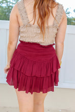 Load image into Gallery viewer, Katie Ruffle Mini Skirt- Maroon
