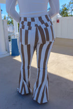 Load image into Gallery viewer, Abbie Stripped Denim Flares- Brown
