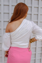 Load image into Gallery viewer, Arielle One Shoulder Balloon Sleeve Blouse- White
