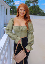 Load image into Gallery viewer, Bria Ruched Crop Top- Olive

