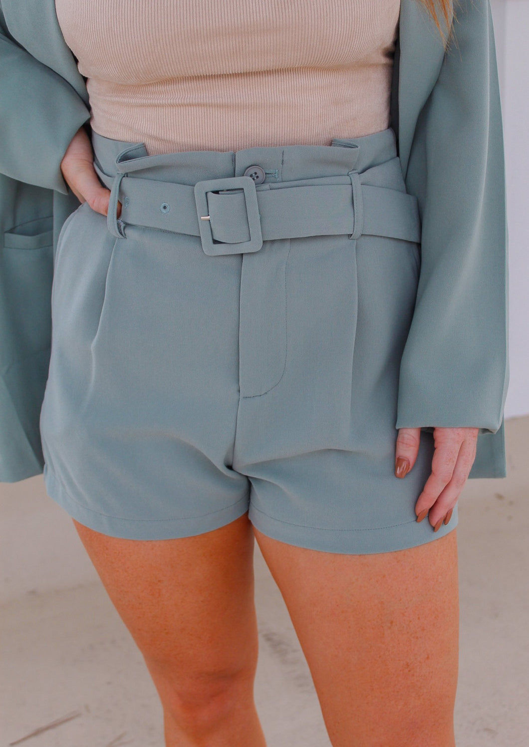 Maya Paper Bag Shorts- Sage