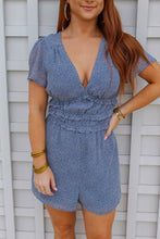 Load image into Gallery viewer, Nikita Animal Print Romper- Blue/White
