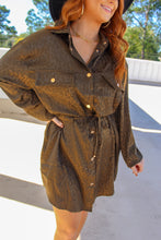 Load image into Gallery viewer, Kate Satin Button Down Dress- Olive
