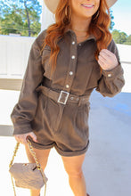 Load image into Gallery viewer, Nikia Belt Detail Knit Romper- Dark Olive
