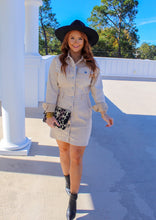 Load image into Gallery viewer, Ashlan Button Front Suede Dress- Cream
