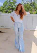 Load image into Gallery viewer, Sydney Snakeskin Bell Bottoms- Dusty Blue
