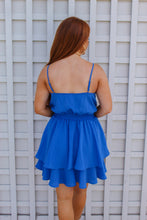 Load image into Gallery viewer, Belle Cowl Neck Tiered Dress- Blue
